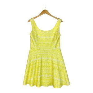 Ellison Women's Lemon Yellow Lined Sleeveless A Line Summer Dress US L